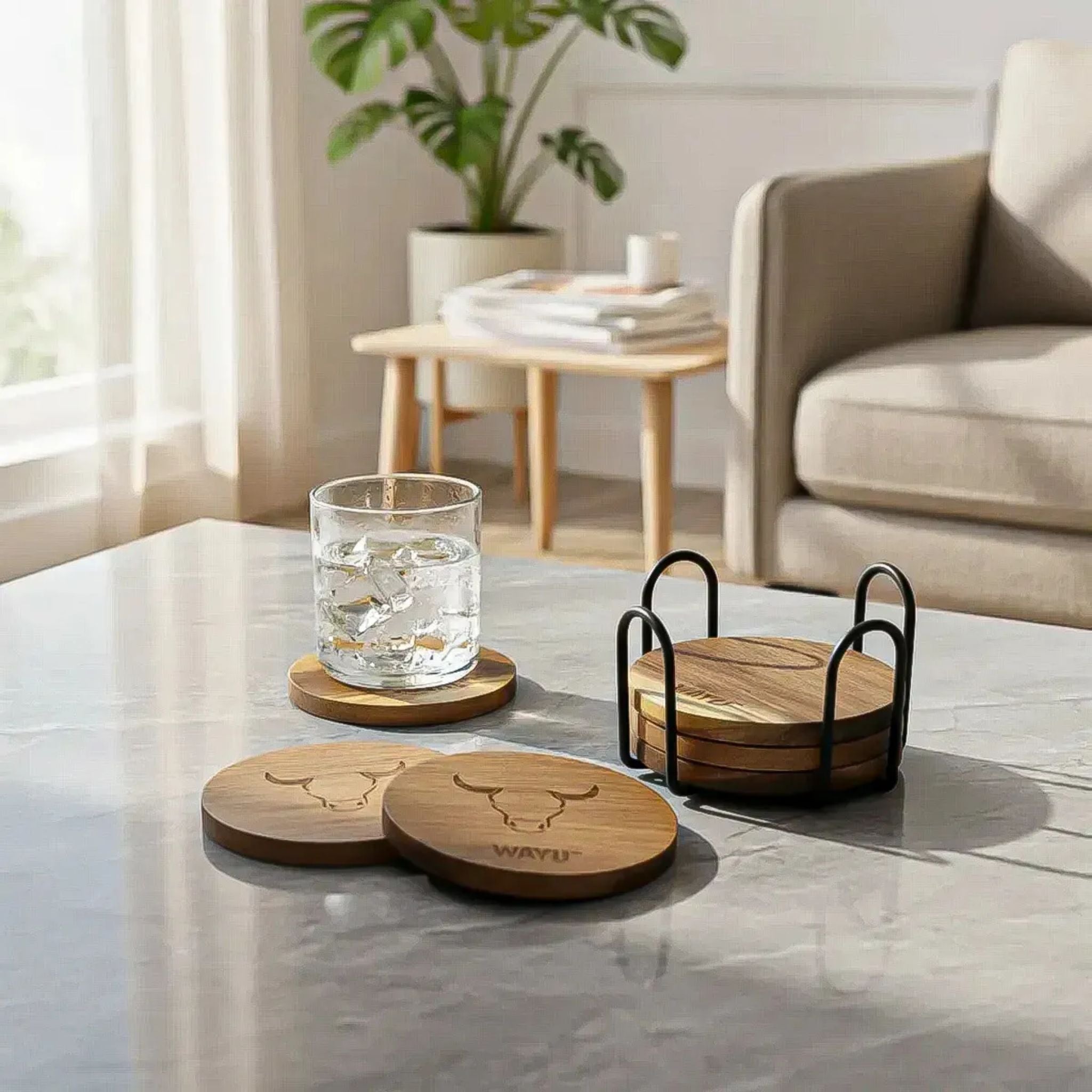 Set de 6 Posavasos De Madera Wayu