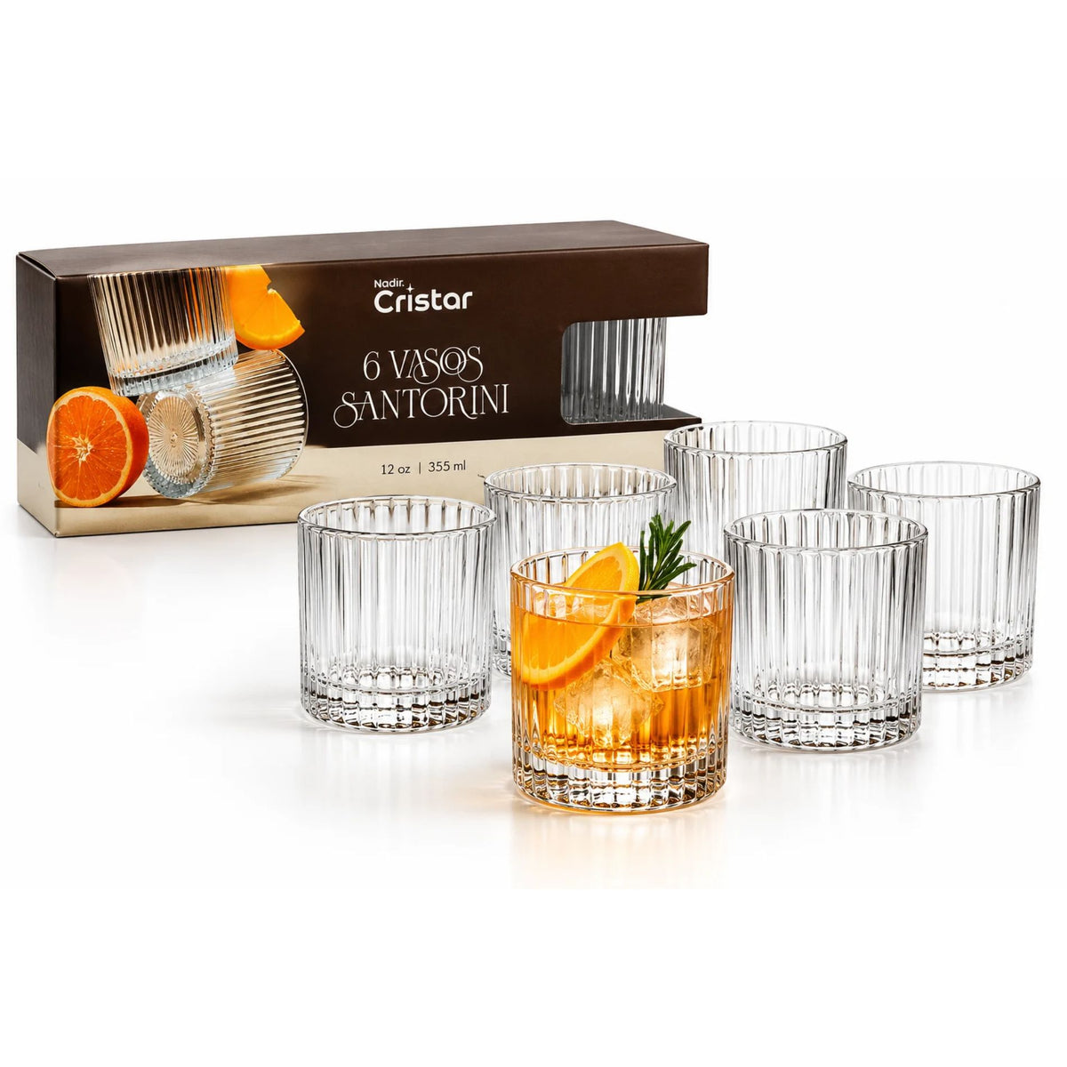 Set 6 Vasos Bajos Cristar Santorini 355ml