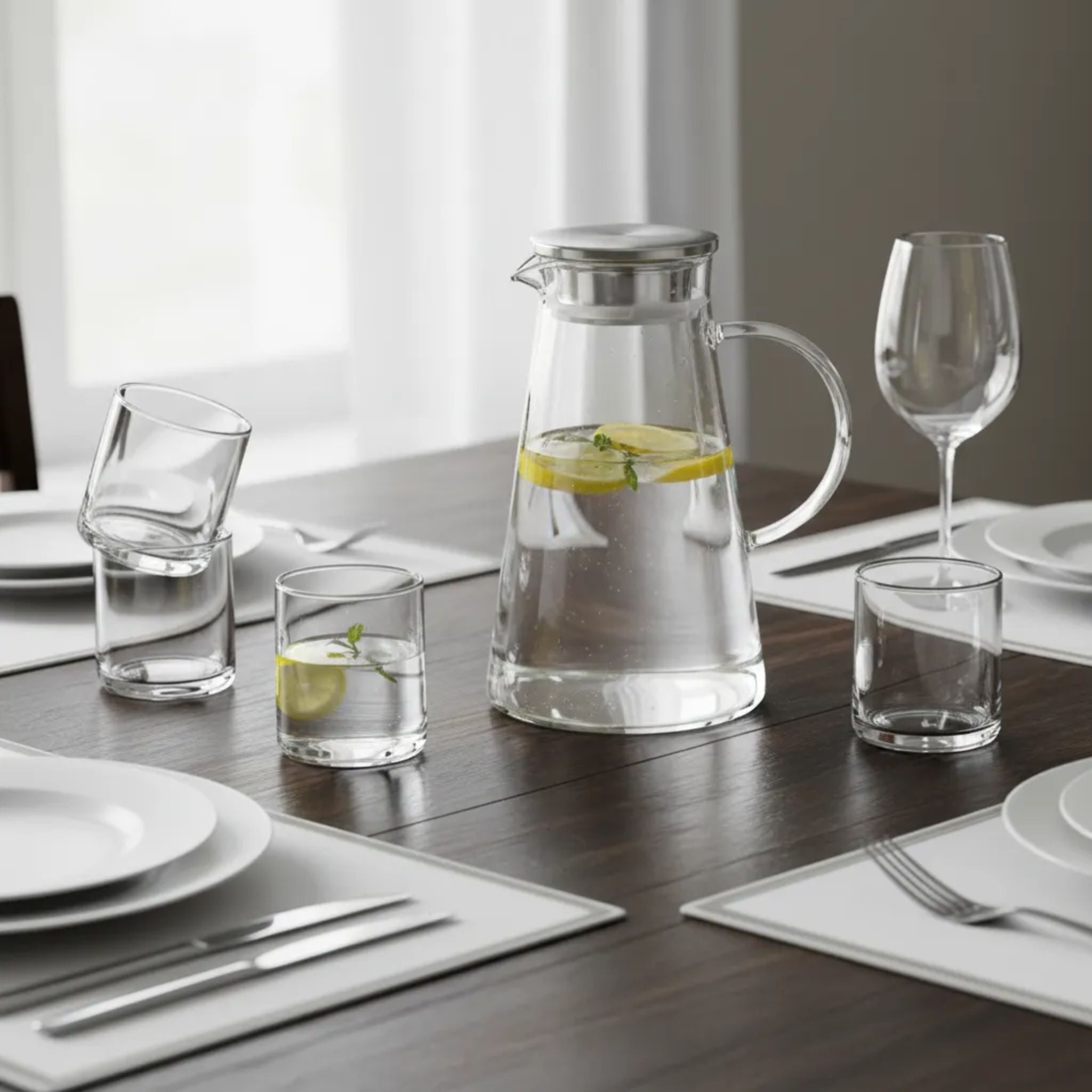 Set Jarra De Vidrio Borosilicato + Vasos