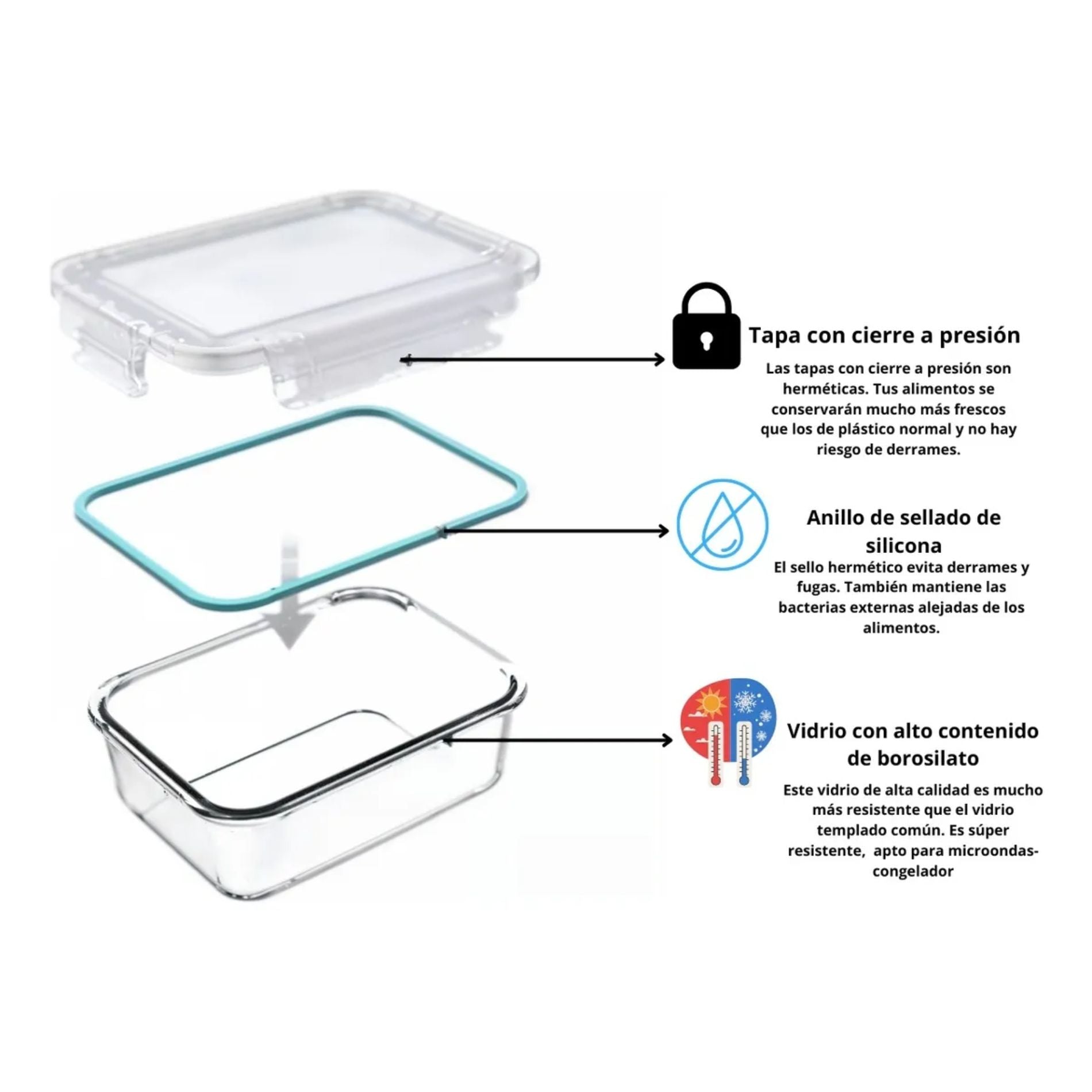 6 Taper De Vidrio Contenedor 1.5L