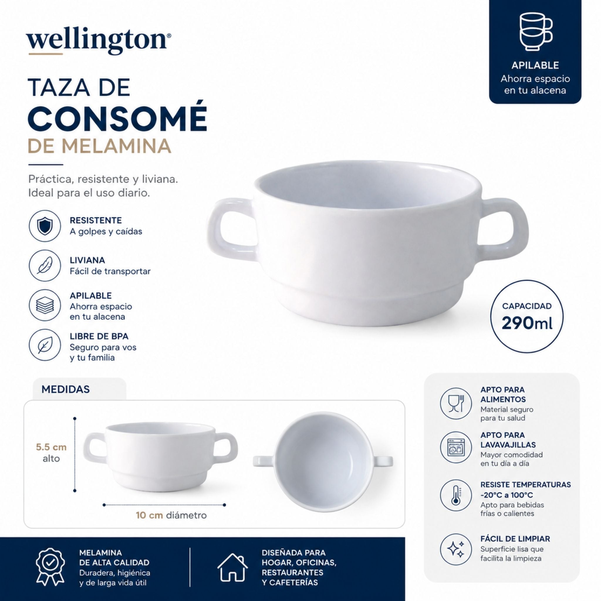 Taza De Consomé 290ml Melamina