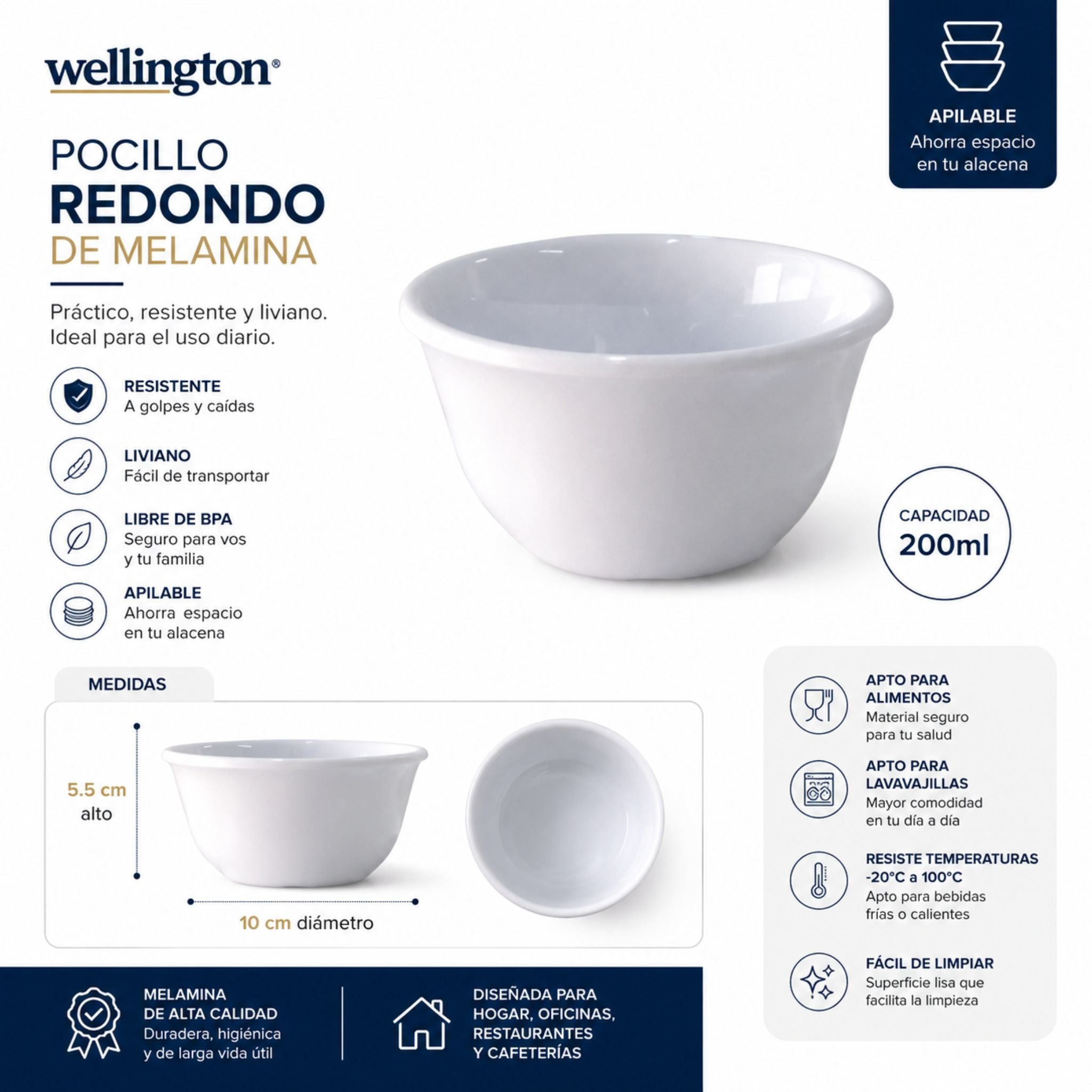 Pocillo Melamina 200cc Wellington