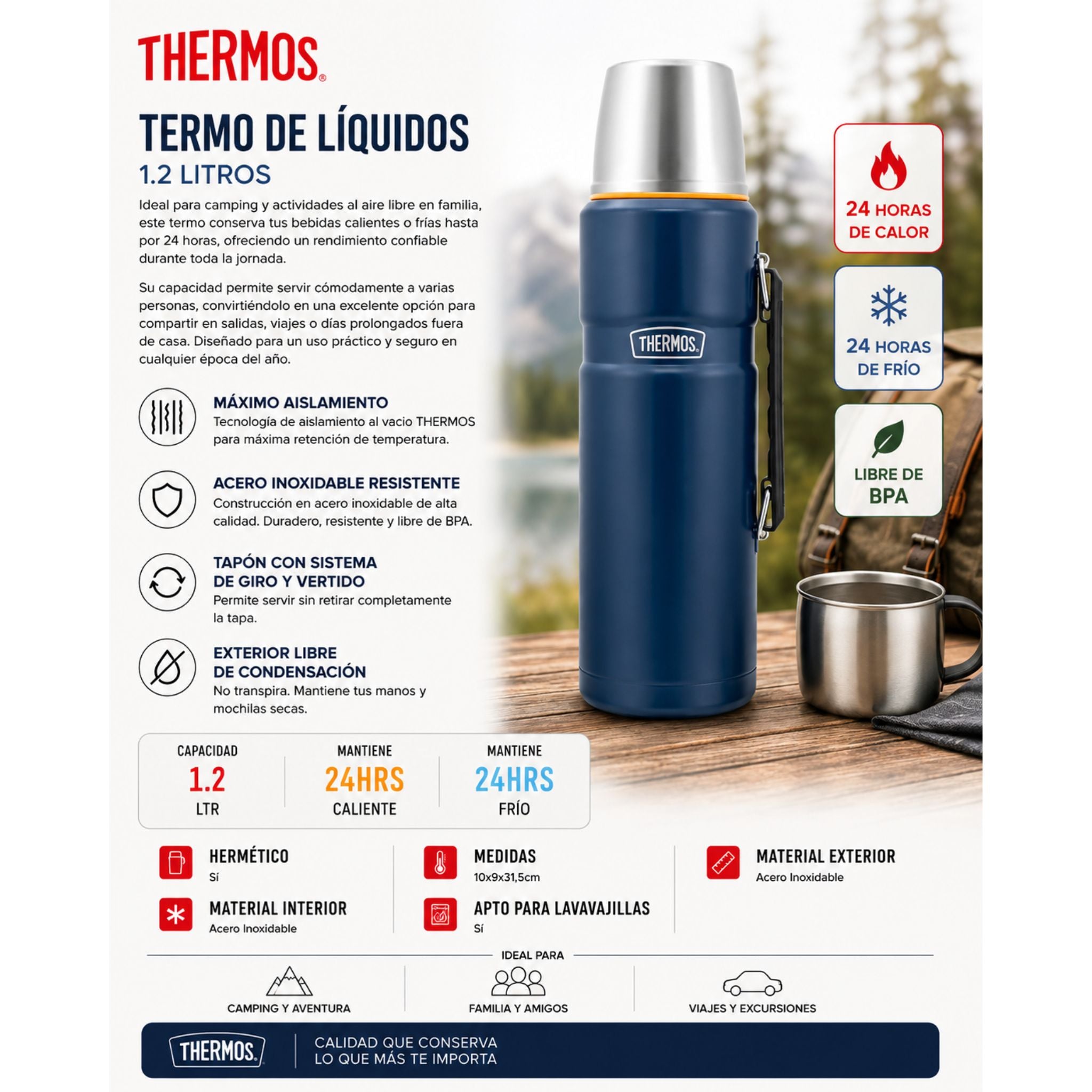 Termo para el Agua Café 1.2 Litros