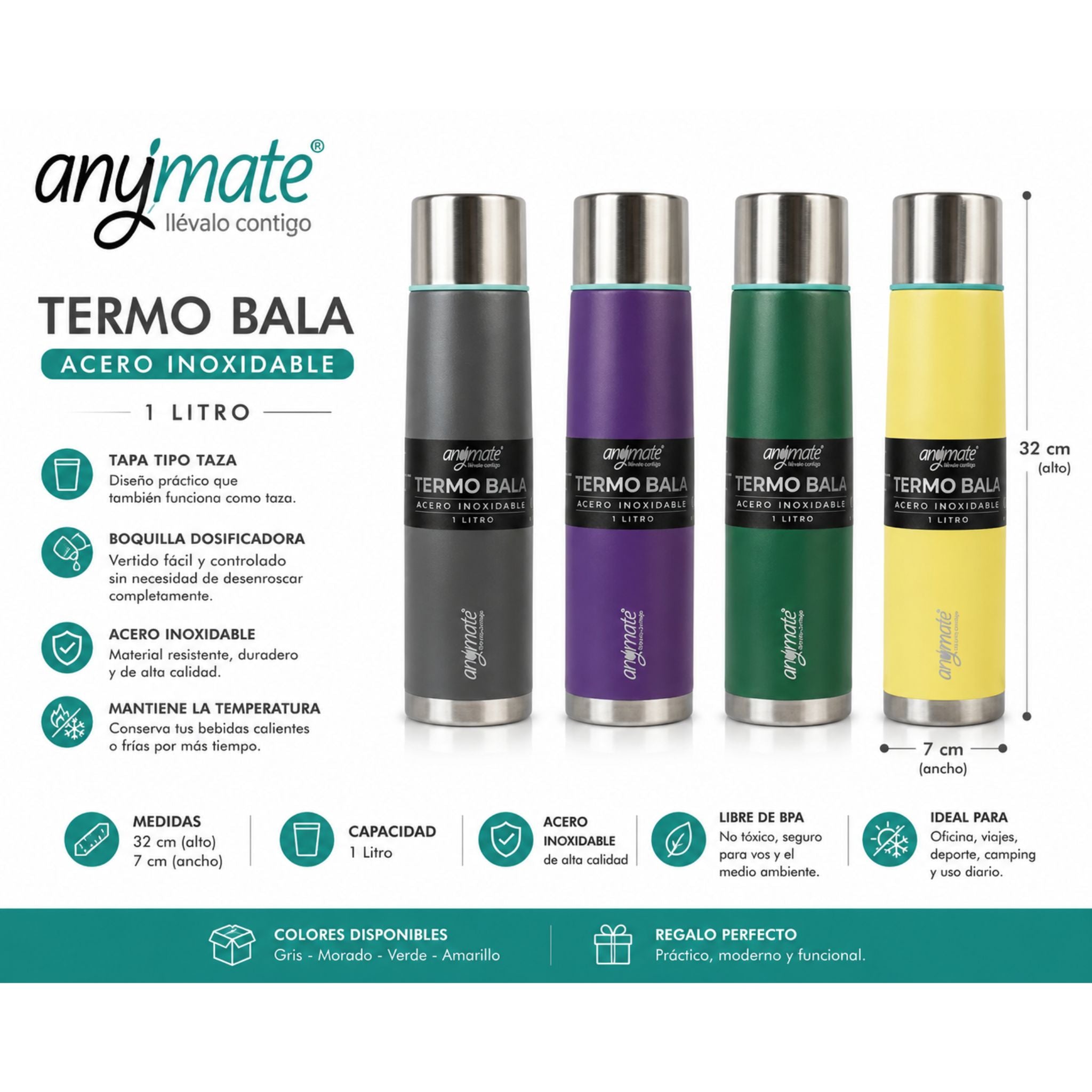 Termo Matero Anymate 1L Acero Inox