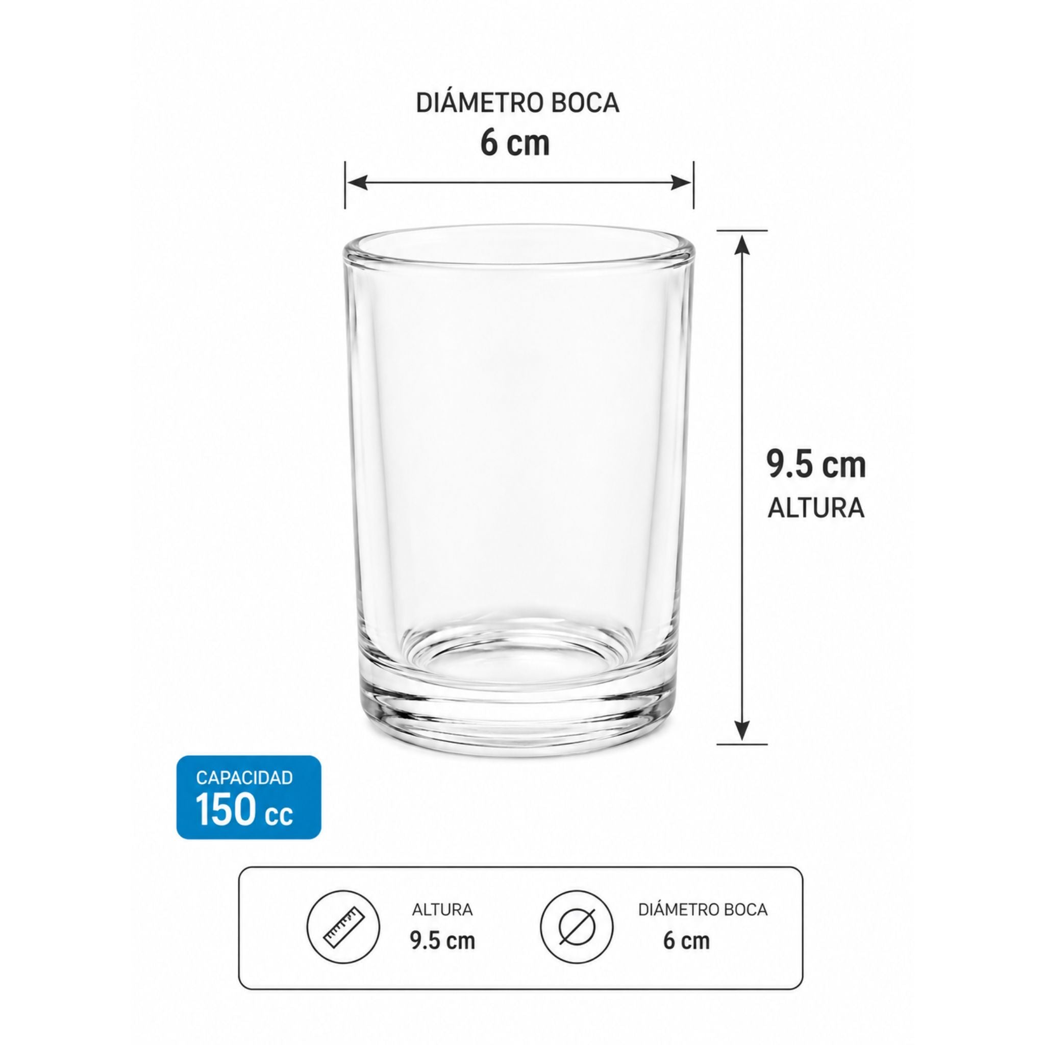 Vasos De Vidrio 150cc X6