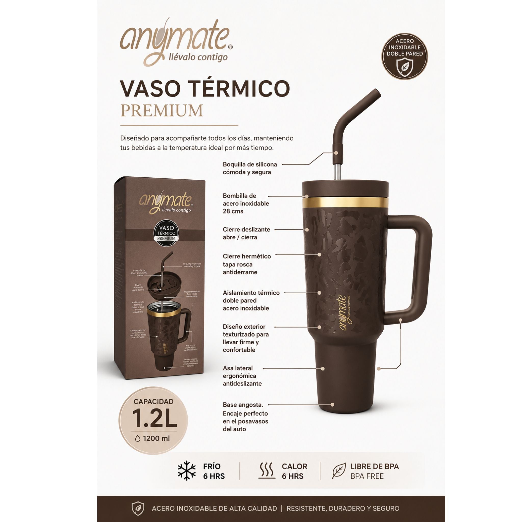 Vaso Térmico Tumbler 1.2L Anymate